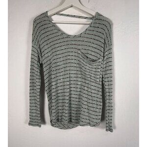 Free People Womens Angel Island Stripe Hacci Sweater Small Blue Purple Open Back